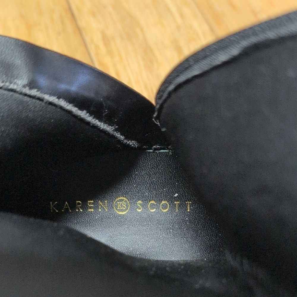 Karen Scott Eden Two Tone Black/Brown Fabric Lined Low Block Riding Boots Sz 8.5 - Picture 6 of 7